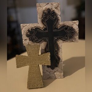Vintage Inspirational Resin/Metal Standing Crosses